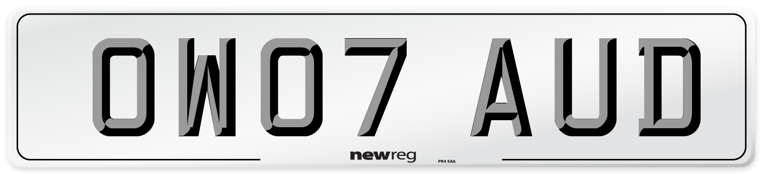 OW07 AUD Number Plate from New Reg